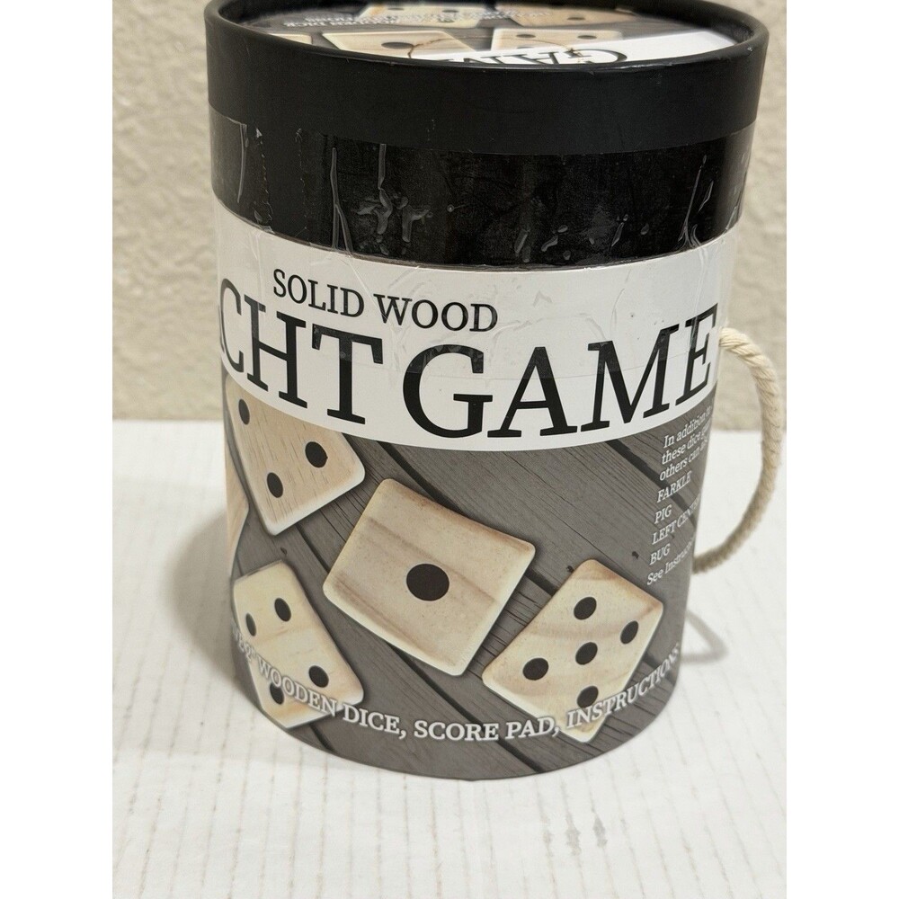 Solid Wood Yacht Game 5 Wooden Dice Score Pad Instructions Ages 6+